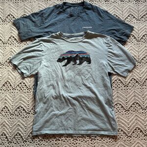 Patagonia T-Shirt Bundle Dark Blue and Light Blue Bear Graphic And Back Graphic